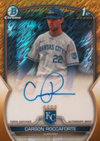 2023 Bowman Draft Chrome Prospect Autograph #CDACR Carson Roccaforte Gold Shimmer Baseball Card