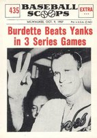 1961 Nu-Card Baseball Scoops #435 Burdette Beats Yanks in 3 Series Games Baseball Card