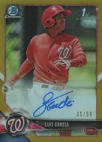 2018 Bowman Chrome Prospects Autographs #BCPALGA Luis Garcia Gold Refractor Baseball Card