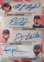 2024 Bowman's Best Quad Autographs #QALCLR Evan Carter/Jack Leiter/Kumar Rocker/Wyatt Langford Baseball Card