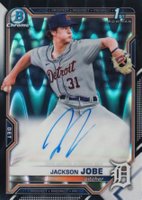 2021 Bowman Draft Chrome Draft Pick Autographs #CDAJJ Jackson Jobe Black & White Raywave Refractor Baseball Card