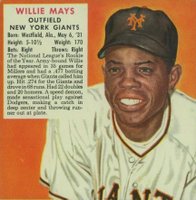 1952 Red Man Tobacco # Willie Mays Hand Cut-Without Tab Baseball Card