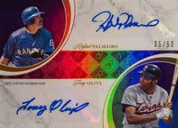 2024 Topps Dynamic Duals #19A Rafael Palmeiro/Tony Oliva Dual Autograph-Amethyst Baseball Card