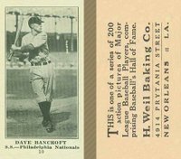 1916 Weil Baking Co. #10 Dave Bancroft Baseball Card