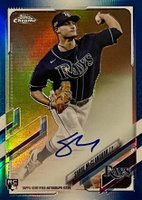 2021 Topps Chrome Rookie Autographs #RASM Shane McClanahan Blue Refractor Baseball Card