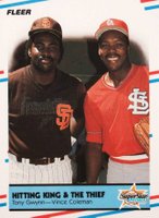 1988 Fleer Glossy #634 Tony Gwynn/Vince Coleman Hitting King & the Thief Baseball Card