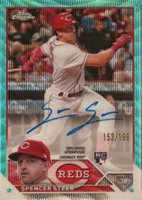 2023 Topps Chrome Rookie Autograph #RASS Spencer Steer Aqua Wave Baseball Card
