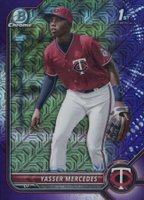 2022 Bowman Mega Box Chrome #171 Yasser Mercedes Purple Refractor Baseball Card