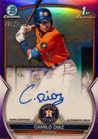 2023 Bowman Chrome Prospect Autographs #CPACD Camilo Diaz Purple Refractor Baseball Card