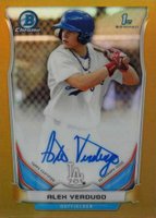 2014 Bowman Chrome Draft Pick Autograph #AV Alex Verdugo Gold Refractor Baseball Card