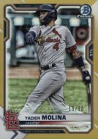 2021 Bowman Chrome #99 Yadier Molina Gold Refractor Baseball Card