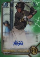 2022 Bowman Chrome Prospect Autographs #CPAYR Yendry Rojas Green Refractor Baseball Card