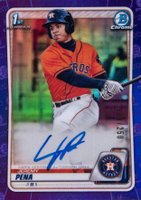 2020 Bowman Chrome Prospect Autographs #CPAJP Jeremy Pena Purple Refractor Baseball Card