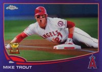2013 Topps Chrome #1 Mike Trout Sliding-Purple Refractor Baseball Card