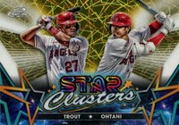 2023 Topps Cosmic Chrome Star Clusters #SC3 Mike Trout/Shohei Ohtani Gold Interstellar Baseball Card