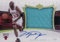 2004 Upper Deck Exquisite Collection Extra Exquisite Jersey Autograph #MJ Michael Jordan Basketball Card