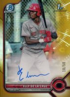 2022 Bowman Chrome Prospect Autographs #CPAED Elly de La Cruz Gold Refractor Baseball Card