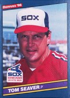 1986 Donruss #609a Tom Seaver Yellow Stripe Around Name Baseball Card