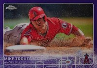 2015 Topps Chrome #51 Mike Trout Sliding-Purple Refractor Baseball Card