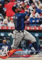 2018 Topps Update #US250 Ronald Acuna Jr. At-Bat in Blue Jersey Baseball Card