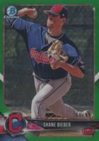 2018 Bowman Chrome Prospects #BCP213 Shane Bieber Green Refractor Baseball Card