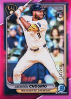 2024 Bowman Chrome #69 Jackson Chourio Fuchsia Refractor Baseball Card