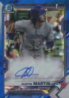 2021 Bowman Chrome Sapphire Edition Autographs #BSPAAM Austin Martin Baseball Card