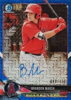 2018 Bowman Chrome Prospects Autographs #BCPABM Brandon Marsh Blue Mojo Baseball Card