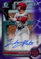 2022 Bowman Draft Chrome Draft Pick Autographs #CDAZN Zach Neto Purple Refractor Baseball Card