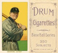 1909 White Borders Drum 350 #112 Sam Crawford Batting Baseball Card