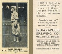 1916 Indianapolis Brewing #108 Lee Magee Baseball Card
