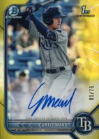 2022 Bowman Chrome Prospect Autographs #CPACM Curtis Mead Yellow Refractor Baseball Card
