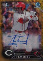 2016 Bowman Draft Chrome Draft Picks Autographs #CDATT Taylor Trammell Gold Wave Refractor Baseball Card