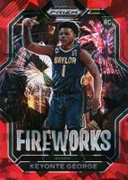 2023 Panini Prizm Draft Picks Fireworks #14 Keyonte George Red Ice Basketball Card