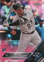 2016 Topps Chrome #45 Trevor Story Pink Refractor Baseball Card
