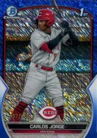 2023 Bowman Chrome Prospects #BCP120 Carlos Jorge Blue Shimmer Refractor Baseball Card