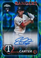 2024 Topps Chrome Update Chrome Rookie Autographs #RAEC Evan Carter Blue/Green Lava Lamp Baseball Card