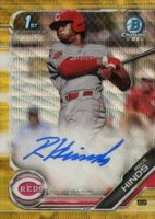 2019 Bowman Draft Chrome Draft Picks Autograph #CDARH Rece Hinds Gold Wave Refractor Baseball Card