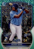 2023 Bowman Chrome Prospects #BCP145 Xavier Isaac Aqua Shimmer Refractor Baseball Card
