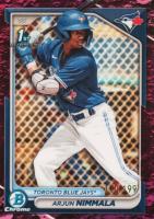 2024 Bowman Chrome Prospects #BCP142 Arjun Nimmala Fuchsia Lunar Refractor Baseball Card
