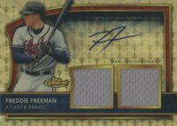 2011 Finest #72 Freddie Freeman Dual Relic Autograph-Superfractor 1/1 Baseball Card
