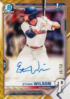 2021 Bowman Draft Chrome Draft Pick Autographs #CDAEW Ethan Wilson Gold Wave Refractor Baseball Card