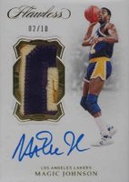 2018 Panini Flawless Vertical Patch Autographs #VPMJN Magic Johnson Gold Basketball Card