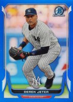 2014 Bowman Chrome #89 Derek Jeter Blue Refractor Baseball Card