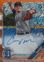 2019 Bowman Prospect Autographs Chrome #CM Casey Mize Orange Shimmer Baseball Card