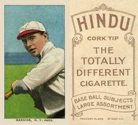 1909 White Borders Hindu-Brown #301 Rube Manning Batting Baseball Card