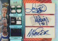2007 Topps Triple Threads Relics Combos Autographs #3 David Robinson/Larry Bird/Magic Johnson Basketball Card