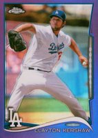 2014 Topps Chrome #100 Clayton Kershaw Purple Refractor Baseball Card