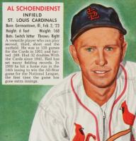 1952 Red Man Tobacco # Red Schoendienst Hand Cut-Without Tab Baseball Card
