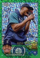 2023 Topps Chrome #200 Julio Rodriguez SP-Green Speckle Refractor Baseball Card